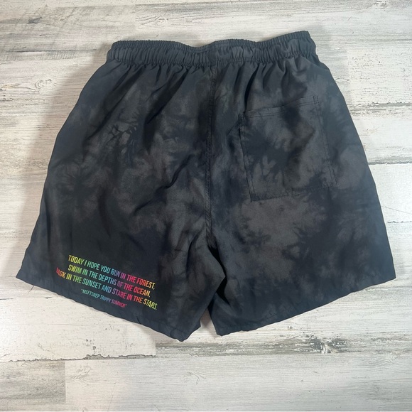 MSFTSrep Men’s Trippy Summer Shorts Black Rainbow Size Large 6” Inseam - Picture 2 of 6